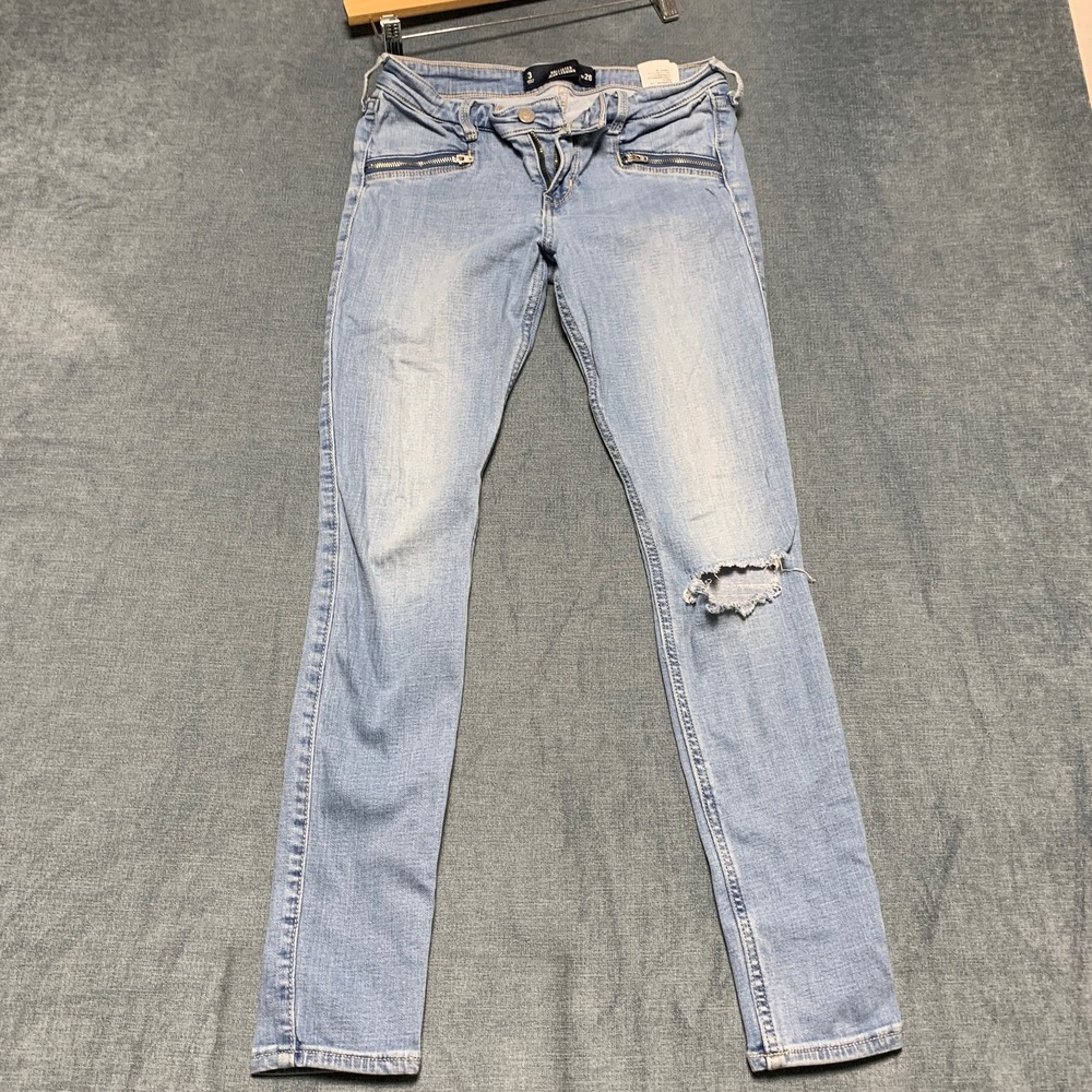 Hollister Leggings Jeans Womens 3 Blue Denim Distressed Streetwear Medium Wash